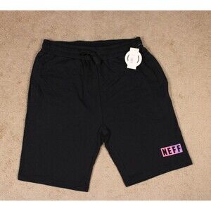 NEFF Sweat Fleece Shorts with Pockets and Drawstring (Size Small) Black NWT